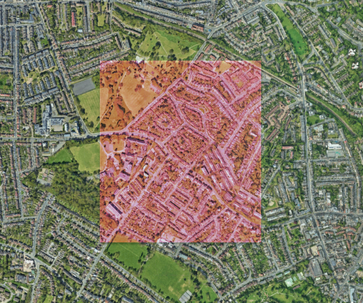 satelite image of a neighbourhood in england